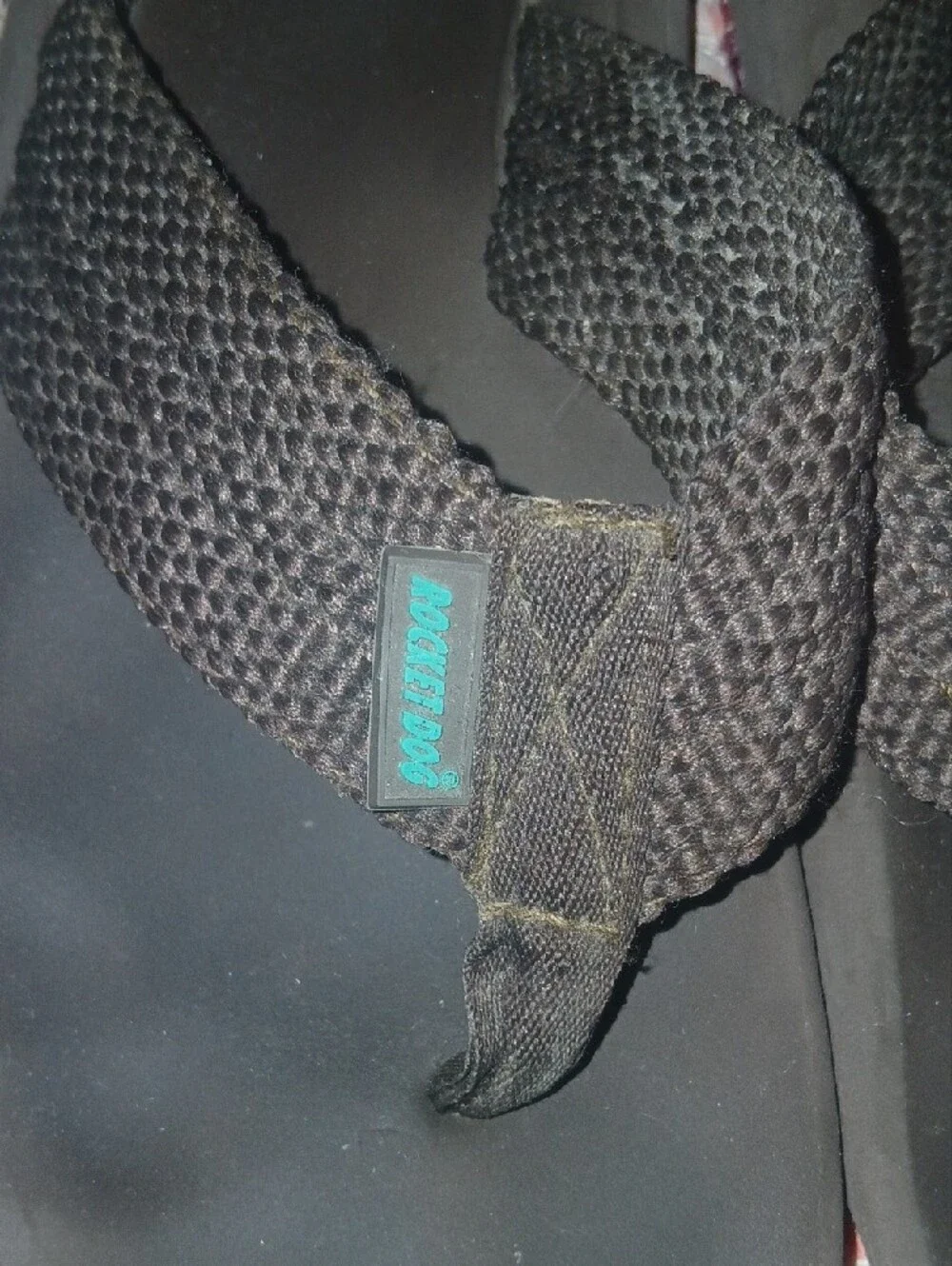 Rocket Dog Brown Flip Flops with Teal Logo Condition Issues On Bottom